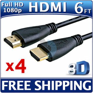 Lot 4 x HDMI CABLE 6FT Gold for BLURAY 3D DVD PS3 HDTV XBOX LCD 1080P 