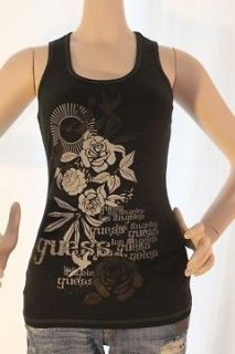 2011 new guess sexy rose glitter black tank top s