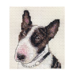 BULL TERRIER dog, puppy ~ Full counted cross stitch kit + All 