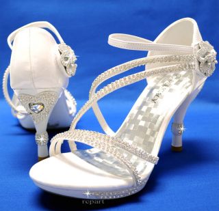 New womens shoes high heel stilettos rhinestones velcro wedding prom 