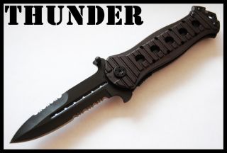 Full Black Thunder Tactical Spring Assisted Open pocket Knife