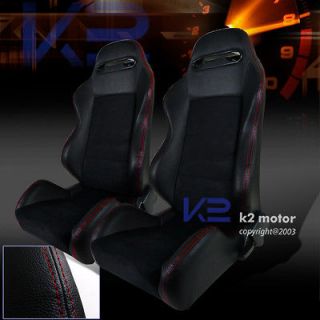 NEW 1PAIR BLACK LEATHER w/ SUEDE RACING SEATS ECLIPSE EVO 3000GT