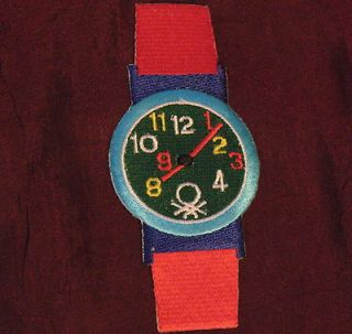 Vtg Benetton Watch Patch United Colors Logo Rare Embroidered Shaped 