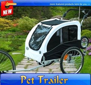 New 2 In 1 Deluxe Pet DOG BIKE Bicycle Trailer STROLLER CARRIER Black 