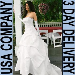 Strapless Bustled Corset Wedding Dress Gown, Brand New, Size 28 White 
