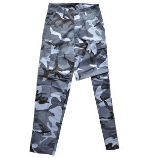 Sky Blue Camo Zip Off BDU Trousers Military Camouflage Pants Army 