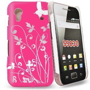 Pink butterfly flower print hybrid hard cover case Samsung Galaxy Ace 