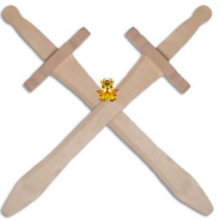pair of natural wooden fantasty children s toy swords from