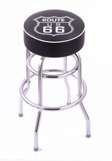 Poker   Route 66 L7C1 Chrome Double Ring Swivel Bar Stool w/ 4 