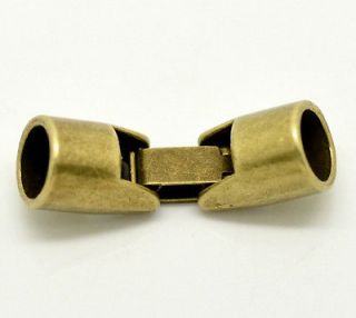 25 Sets Bronze Tone End Caps for Bracelets/ Necklace 33x10mm(1 1/4x3 