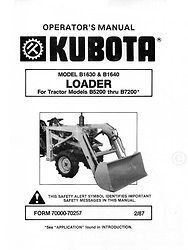 kubota b1630 b1640 loader b5200 b7200 operators manual time left