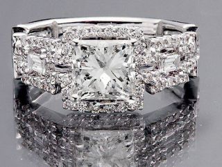 31 tcw Natural Princess Cut Diamond Wedding Engagement Ring White 