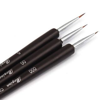 3x 0.5 0.8 1CM Tiny Acrylic Nail Art Pen Brush Painting Tool Set 