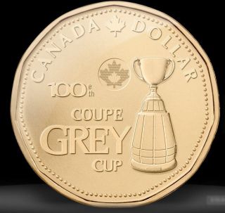 100th Grey Cup Enhanced Moon Canadian Canada 2012 $1 One Dollar 
