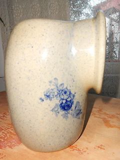 Rare Antique Vintage Salt Crock Cobalt Blue with Rose Design