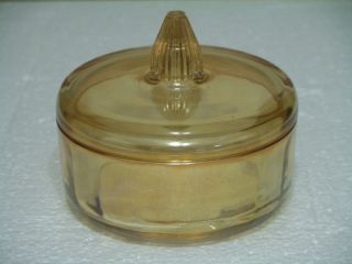 amber carnival glass candy dish powder dish with lid time