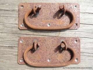 PAIR VICTORIAN STYLE LARGE IRON BOX CHEST CARRING HANDLES TRAVELING 