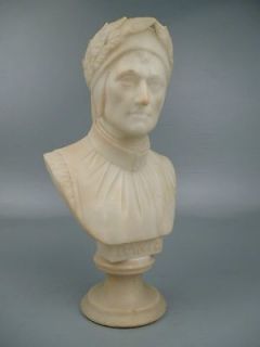 old or antique alabaster bust of dante sculpture figure time