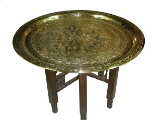 islamic moroccan brass tray table 20 with wooden stand from