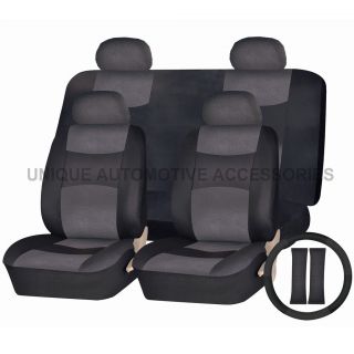 DODGE RAM CHARGER PU LEATHER ALL BLACK SEMI CUSTOM SEAT COVERS BENCH 