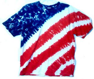 NEW SMALL Red White & Blue AMERICAN FLAG Hand dyed TIE DYE T SHIRT 