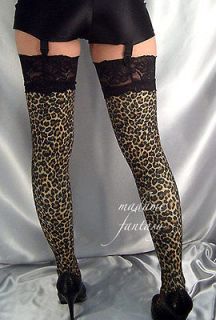 leopard print black lace top stockings xxxl tall
