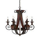 NEW 6 LT SPANISH BRONZE CANDLE & THICK SCROLL STYLE CHANDELIER