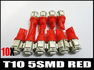 10X RED Wedge 5 SMD LED Door/Courtesy lamp Bulbs T10 168 194 901 175 