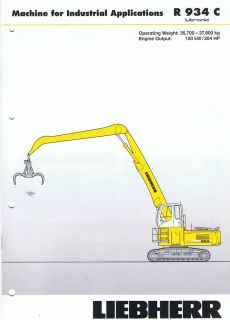 Liebherr R934C Excavator specifacation Construction brochure 2007