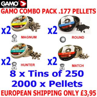 gamo combo pack 177 airgun pellets 8 tins x250pcs from