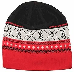 browning buckmark nordic knit beanie hat cap black red