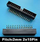 50Pcs 2mm 2x15 Pin 30 Pin Right Angle Male Shrouded PCB Header 