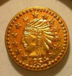 1854 california gold $ 50 1 2 dollar coin fractional