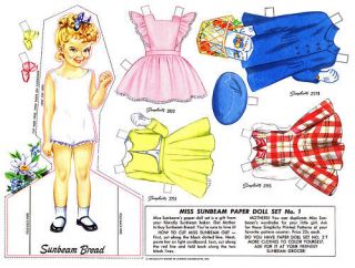 vintage miss sunbeam paper doll set 1950 s repro time