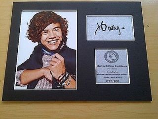 Harry Styles ( One Direction ) Signed Autograph Display Mount