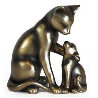 CAT Ornament Figurine Sculpture Mother Kitten Bronze Ceramic NEW 