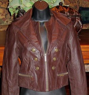 victorias secret $ 258 military leather jacket xs chestnut