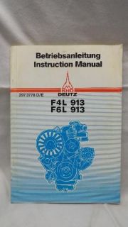   Deutz Diesel Engine F4L 913, F6L 913 Instruction Manual # 297 3778 D/E