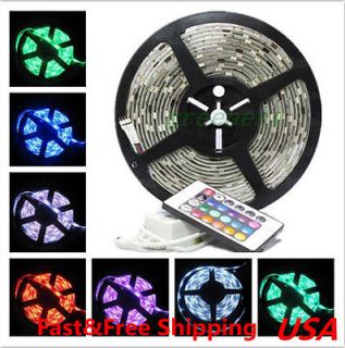  SMD RGB LED Waterproof Strip Light flash 300 Flexible + IR Control USA