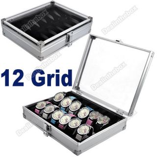 12 Grid Watch Display Storage Box Case Jewelry Aluminium Square 