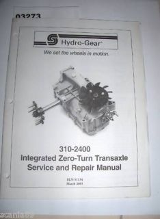 hydro gear transaxle service manual 310 2400 zero turn time