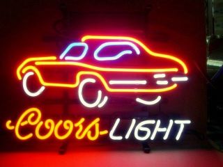 coors light car logo beer bar pub neon store sign