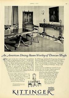 1928 Ad Kittinger Furniture American Dining Room Duncan Phyfe Honduras 