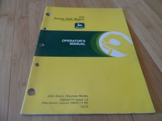 john deere 270 rotary disk mower operators manual # ome82777