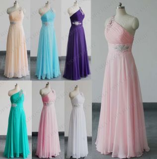 new stock one shoulder chiffon evening dress prom ball gown