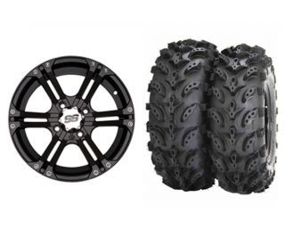ITP SS212 Black 14 ATV Wheels on 27 Swamp Lite Tires for Yamaha 