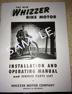 Whizzer Motor Bike Installation & Operating Manual & Service Parts 