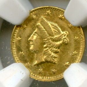 1853 RD Liberty 50c California Fractional Gold BG 428 NGC AU 58