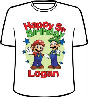 Personalized Mario and Luigi from Super Mario Brothers Birthday T 