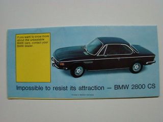 bmw 2800 cs german sports car fold out brochure 1970